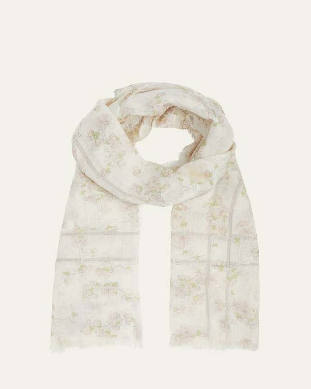 Cherry Blossom Linen & Silk Stole